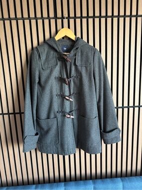 GAP Charcoal Gray Hooded Toggle Pea Coat Jacket Small